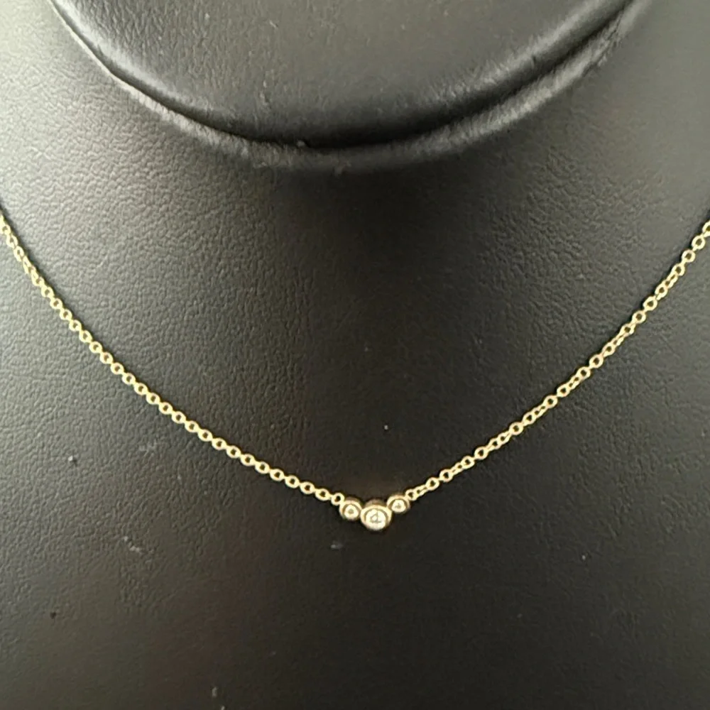 Zoe Chicco NEW 14k 3 Graduated Small diamond bezel necklace Mfg $650